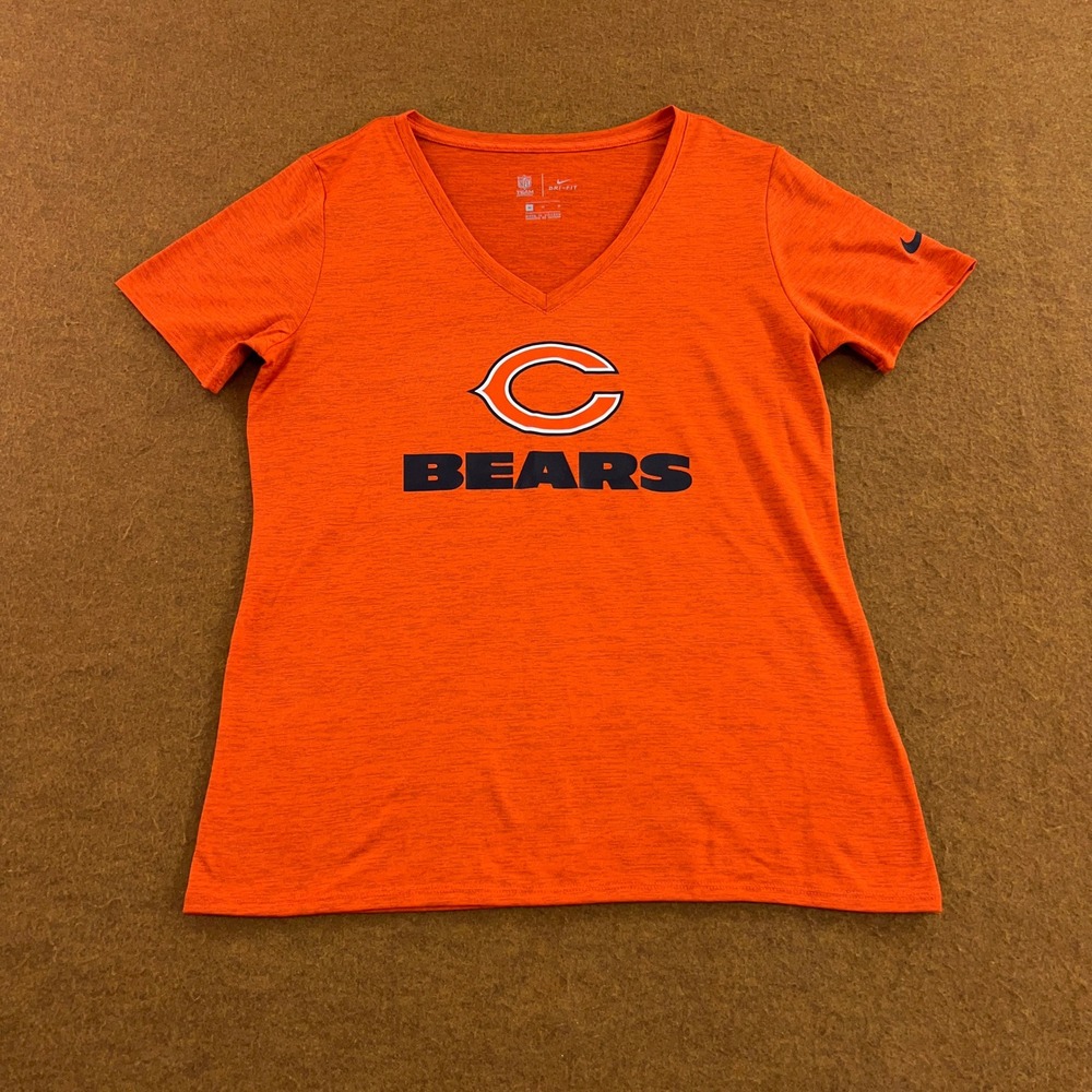 Nike Womens Medium Orange Chicago Bears Dri-FIT V-Neck T-Shirt